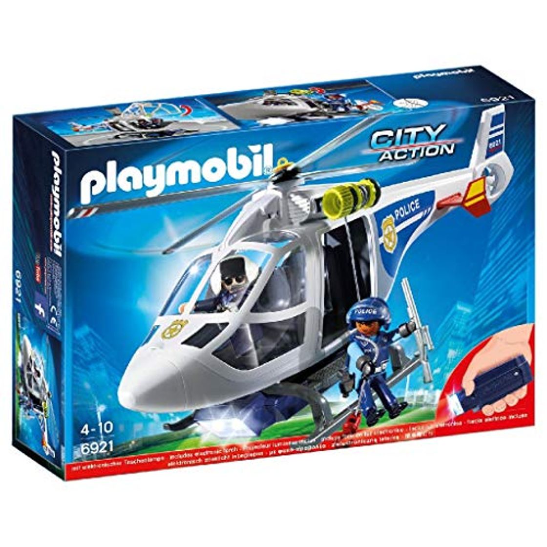 Producto PLAYMOBIL City Action Helicóptero de Policía con Luces LED, a Partir de