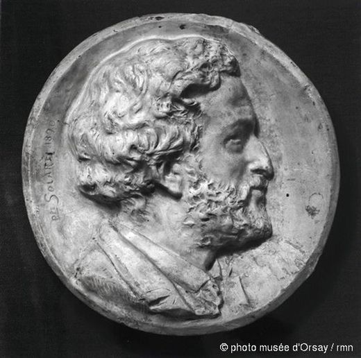 Philippe Solari - Autoportrait en 1870 - medalhão em gesso