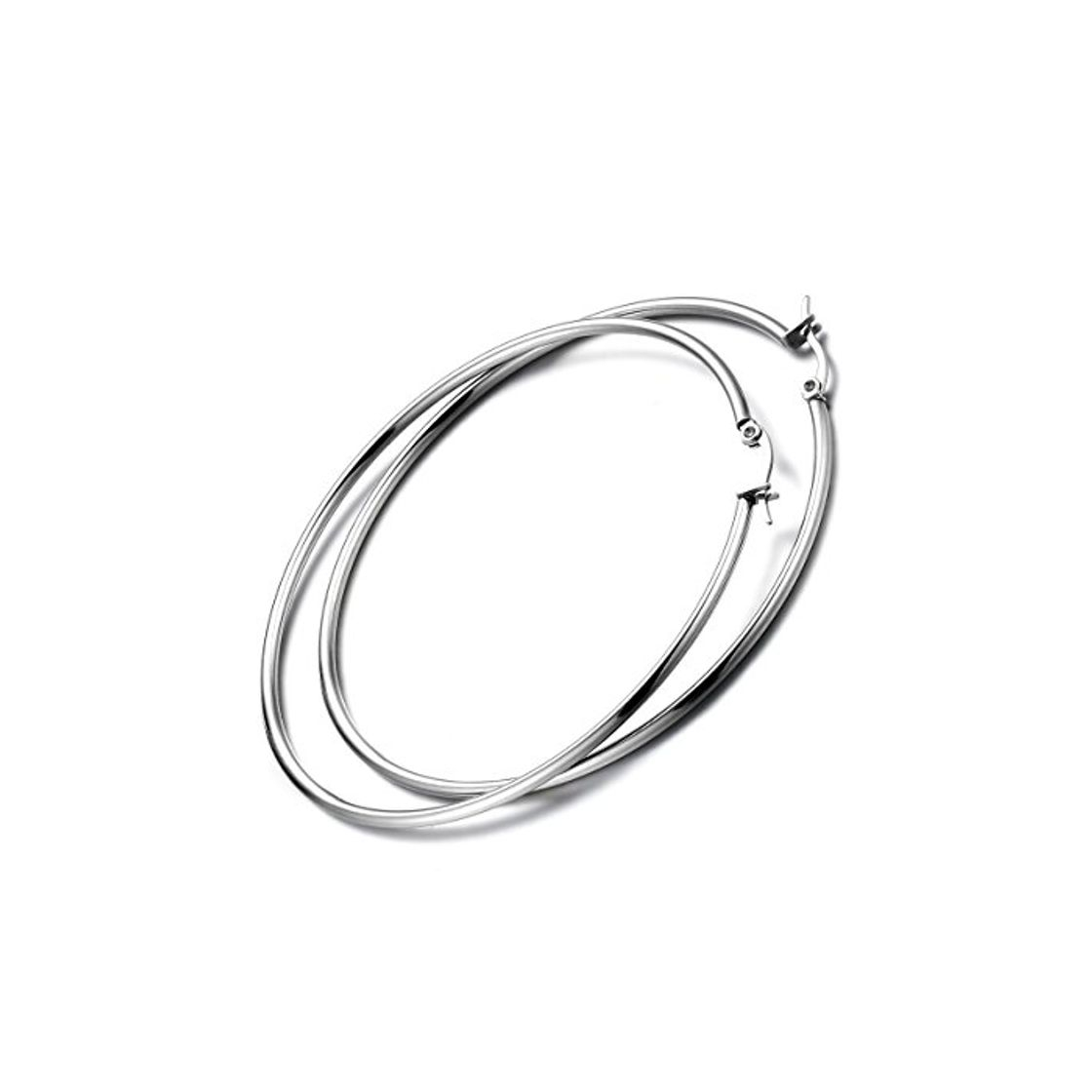 Social Flongo Pendientes de Aros Grandes Acero Inoxidable Pendientes de Mujer Elegante Plateados