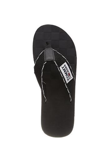 Tommy Hilfiger Tj Leather Footbed Beach Sandal, Chanclas para Hombre, Negro