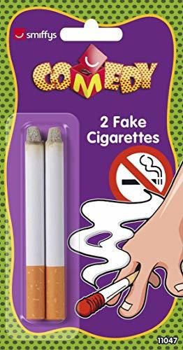 Smiffy's-11047 Cigarros postizos, 2, Color Blanco, No es Applicable