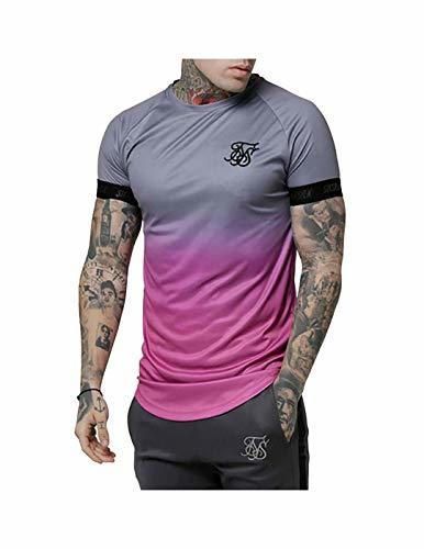 Sik Silk Camiseta Fade out Tech Gris y Rosa
