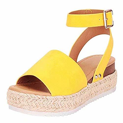 Social Sandalias Cuña Mujer Verano Plataformas Chanclas Correa de Tobillo Sandalias Punta Abierta