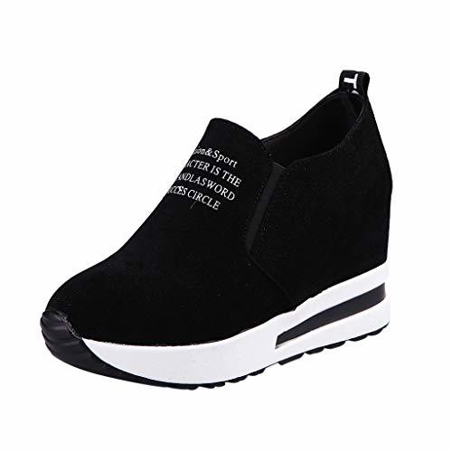 Social OHQ Zapatillas De Gimnasia Mujer Casual Flock Ponerse Plataforma Gruesa Zapatillas Deportivas