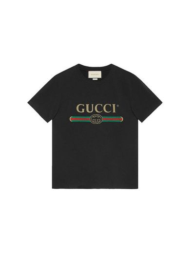 White Washed Cotton Jersey Oversize T-Shirt With Gucci Logo ...