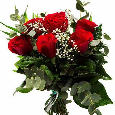 Product Florclick - Ramo de 6 Rosas rojas con verdes decorativos