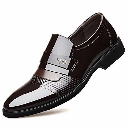 Social HILOTU Zapatos de Cuero para Hombres Mocasines sin Cordones Toe Oxford Zapatos