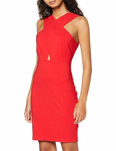 Producto Marca Amazon - find. Vestido Midi Cuello Halter Mujer, Rojo