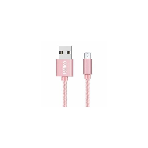 Cable Micro USB Cable 2m Rosa Cargador Carga Rapida Trenzado de Nylon