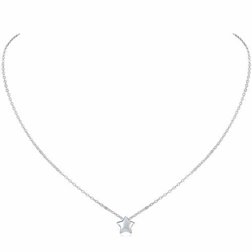 Social ChicSilver Estrella Colgante Pequeño Plata de Ley 925 Platino Collar Cadena Eslabones