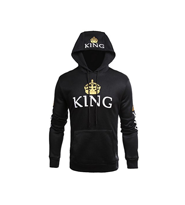 Moda ZKOO Pareja King & Queen Sudaderas con Capucha Manga Larga Encapuchado Jersey