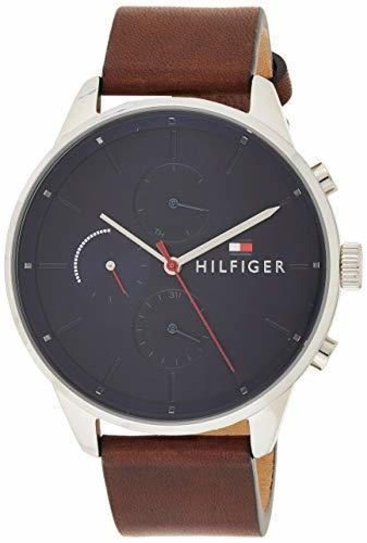 Social Tommy Hilfiger Reloj Multiesfera para Hombre de Cuarzo con Correa en Cuero