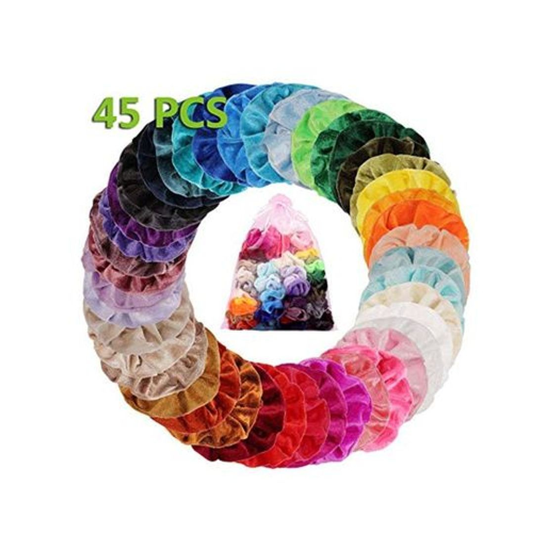 Social 45 Colores Velvet Elástico Hair Scrunchies