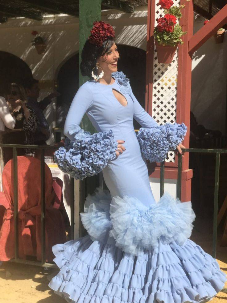 Moda Vestido de flamenca azul 