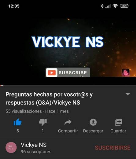Mi canal de YouTube Vickye NS