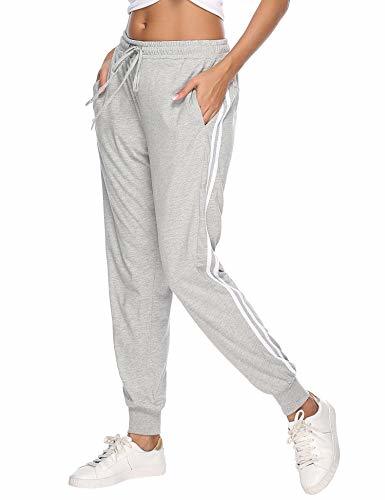 Social Aibrou 100% Algodón Pantalones Deportivos para Mujer Pantalones de Pijama Largos Primavera