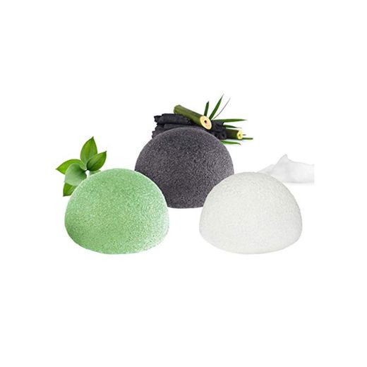 Esponja Konjac Facial 100% Naturales, Esponja Exfoliante Facial, Morpilot 3PCS Esponja Konjac