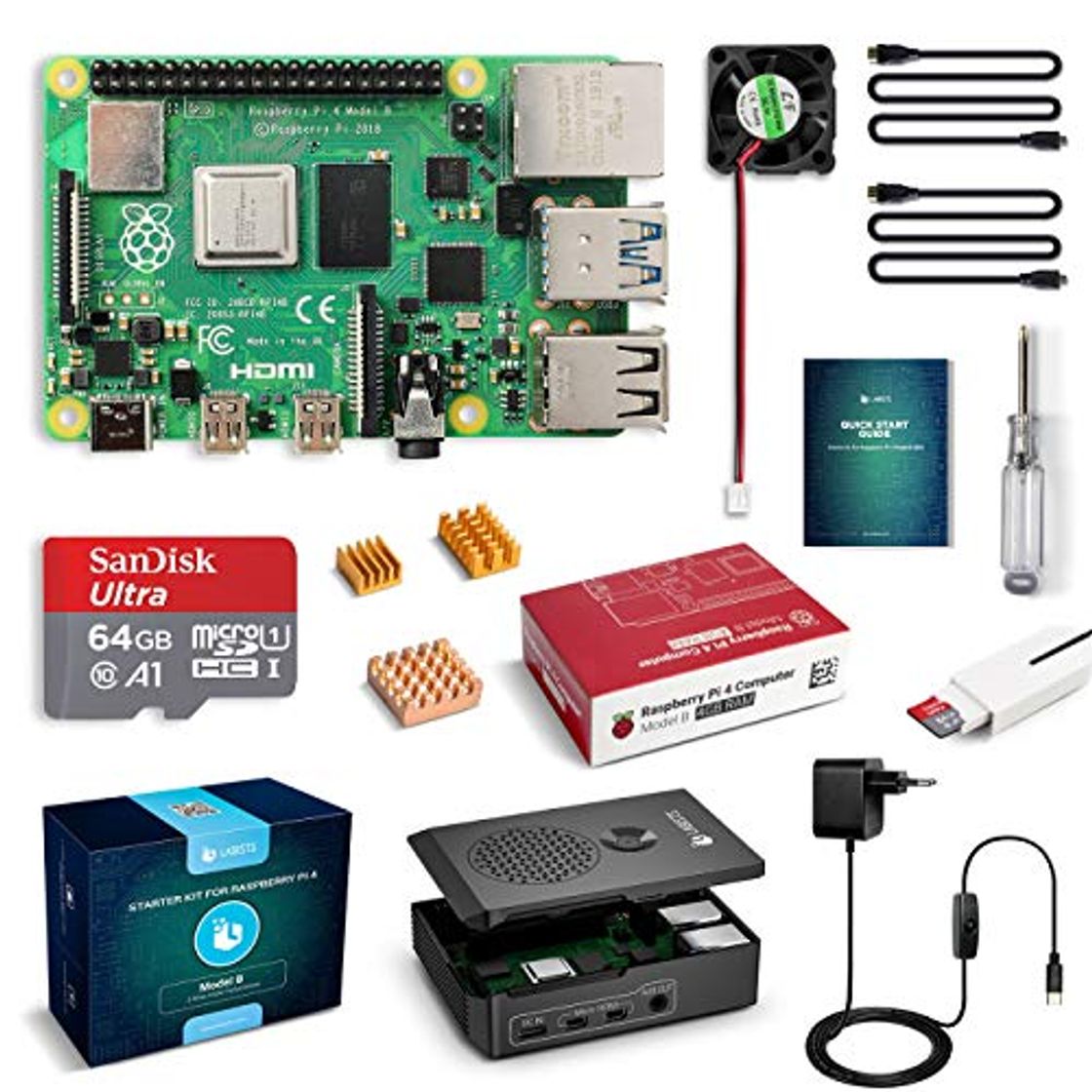 Producto LABISTS Raspberry Pi 4 Model B Kit de 4 GB con SD