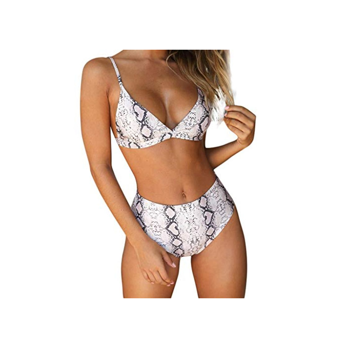 Social Conjunto de Bikini Mujer de Cintura Alta Traje de Baño de Dos Piezas Sexy con Estampado Serpiente Leopardo Bohemio BañAdores con Relleno Sujetador Tops y Braguitas vikinis riou