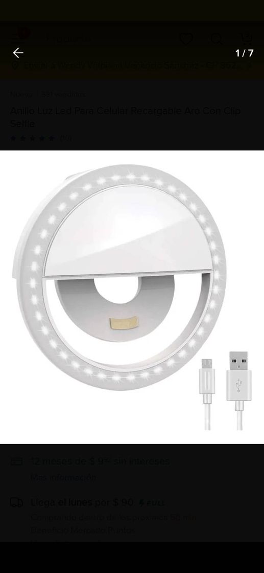 Producto Anillo luz led para celular