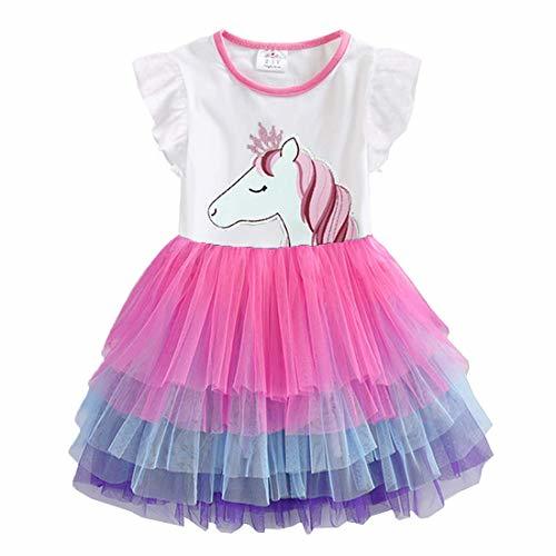 Product VIKITA Vestido Bordado Mariposa Algodón Tulle Tutu Sin Mangas Verano Niñas 2-8