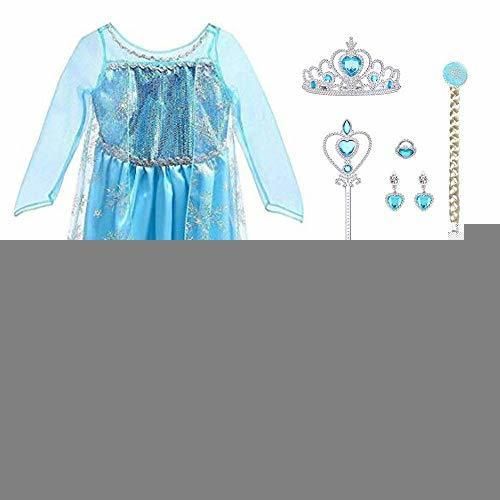 URAQT Vestido de Princesa Elsa, Reina Frozen Disfraz Elsa Vestido Infantil Niñas
