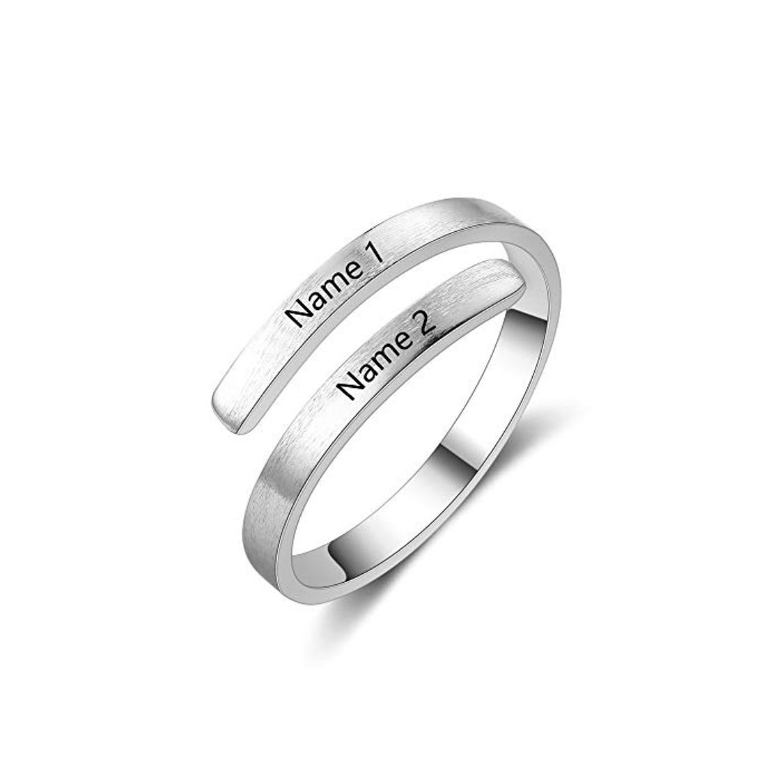 Product DaMei Anillo Pareja Ajustable Personalizado Anillos Plata Mujer con Nombre Ajustables Acero