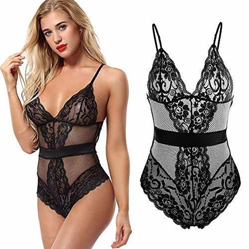 EVBEA Lencería Mujer Erótica Sexy Dormir Vestido Lenceria Bodysuit Teddy Hot Transparente