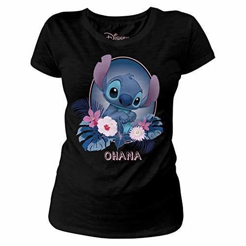 Lilo & Stitch Camiseta para Mujer Disney Ohana Cotton Black
