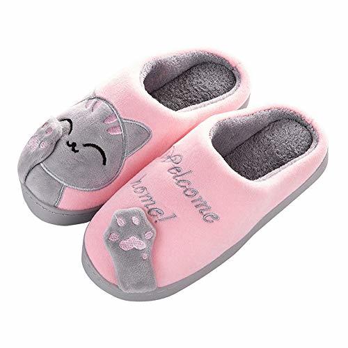 Social OHQ Zapatillas De Estar por Casa Mujer Invierno Dibujos Animados Gato Antideslizante