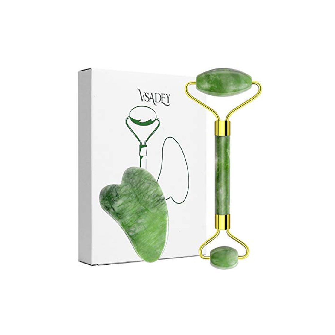 Social VSADEY Rodillo de Jade, Jade Roller 100% Natural, Rodillo Facial de Jade