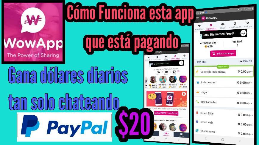 Moda Wowapp 🤑 Gana dinero chateando y jugando 👇💸para Paypal .