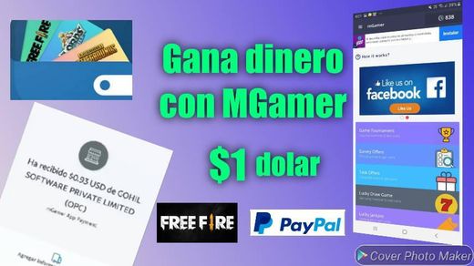 MGamer increíble app para ganar dinero a Paypal , free fire.