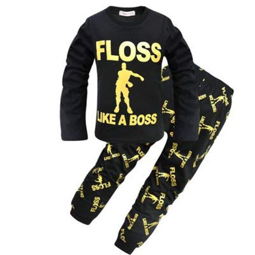 Pijama para Chicos Floss Like a Boss Pijamas Largos de algodón Blanco