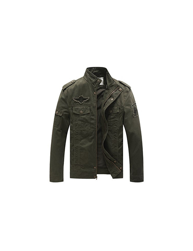 Producto WenVen Chaqueta Casual de Algodón para Hombre Verde Militar Large