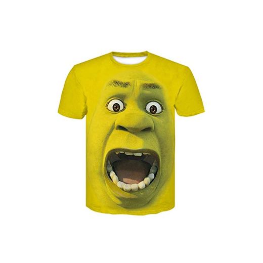 Zijinlong Men's 3D Print Shrek Round Neck Large Size Short Sleeve T-Shirt