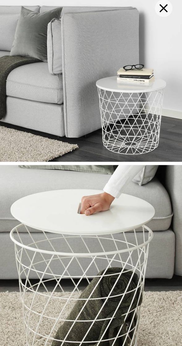 Social KVISTBRO Mesa de almacenaje, blanco, 44 cm - IKEA