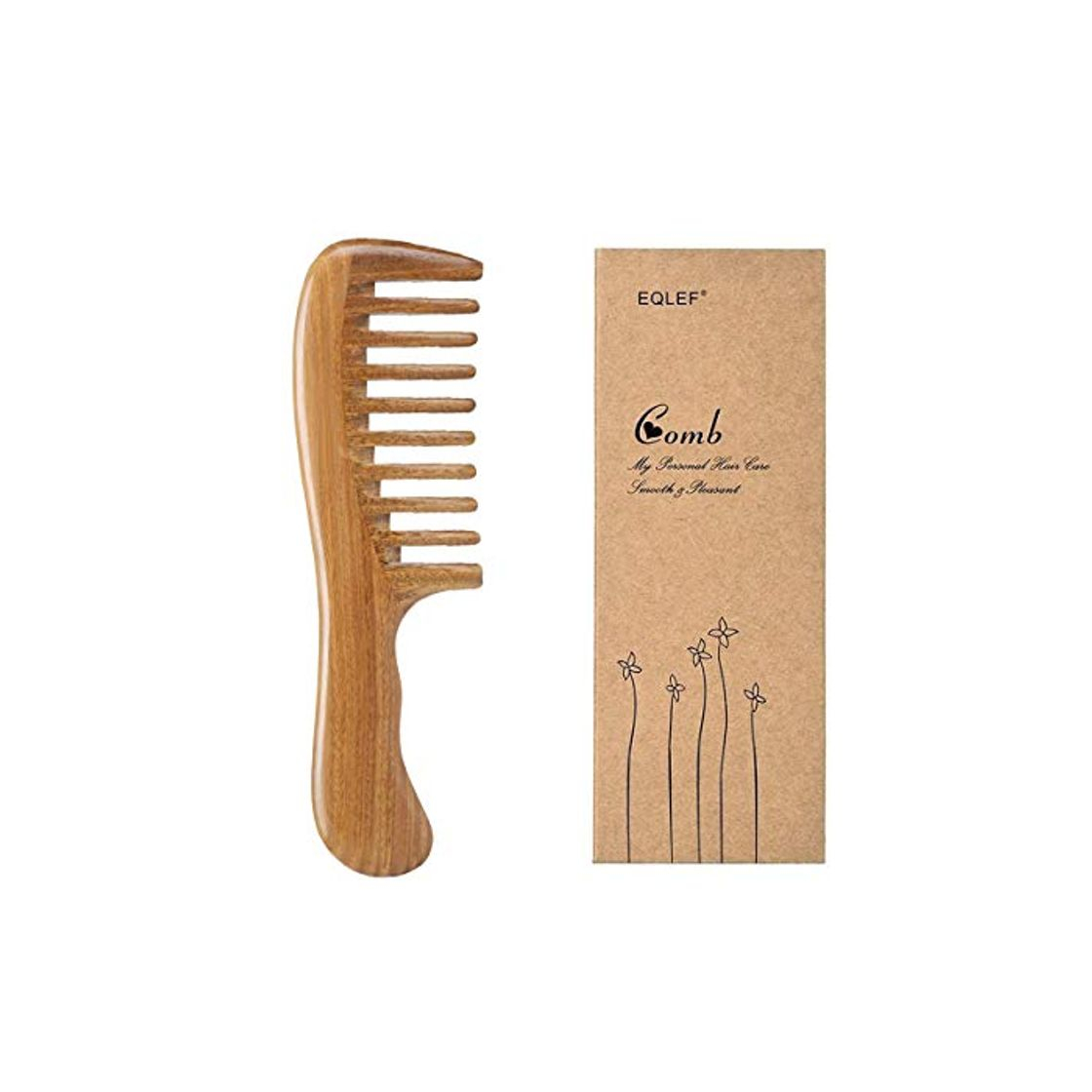 Social EQLEF® verde de madera de sándalo de dientes anchos sin peine hecho