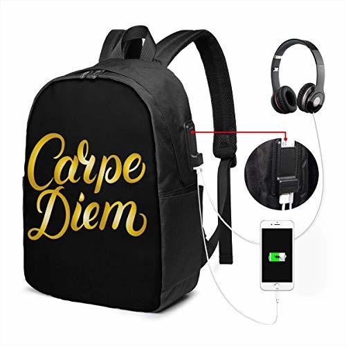 Producto Carpe Diem Mochila para computadora portátil a prueba de agua con puerto