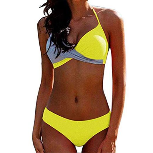 CheChury Bikinis Mujer 2020 Push Up Halter Bikini Traje de baño Acolchado Bra Tops y Braguitas Bikini Sets Talla Grande Bañador Vacaciones