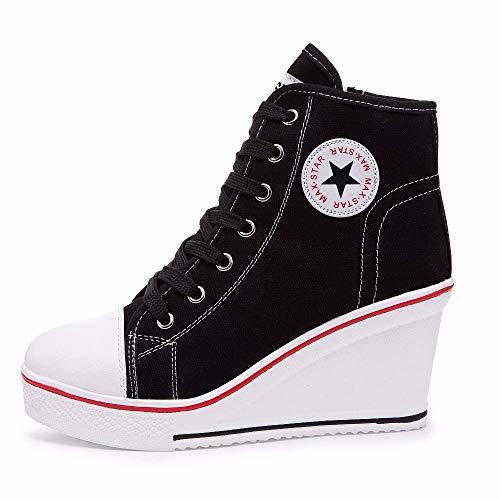Social Mujer Cuñas Zapatos 35-43 EU De Lona High-Top Zapatos Casuales Talla Grande