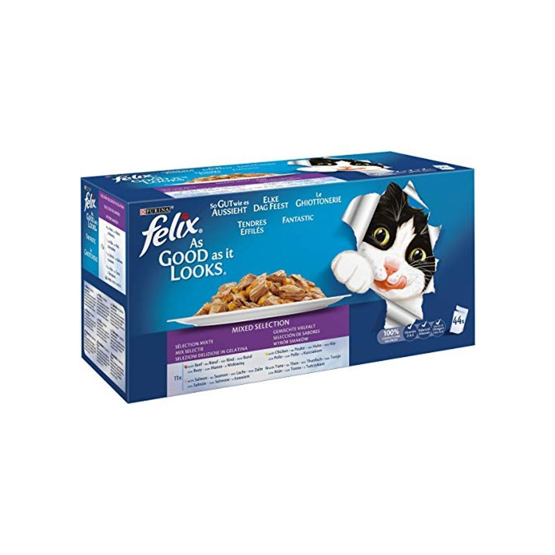 Product Purina Felix Fantastic comida para gato surtido variado Pack 44 x 100