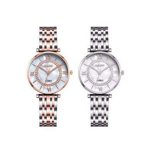 Relojes de Diamantes de imitación de Acero Inoxidable para Mujer Relojes Casuales