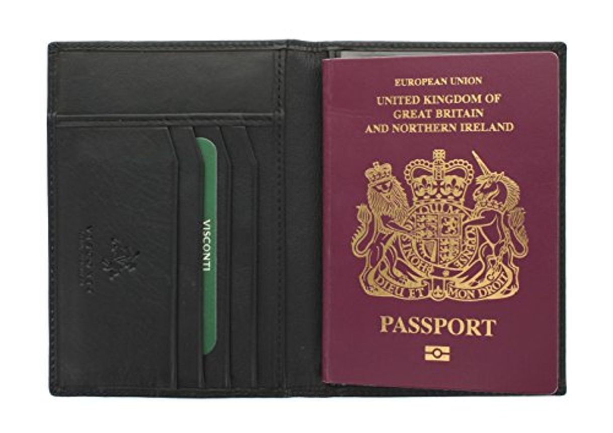 Visconti Colección Polo Porta Pasaporte de Cuero Bloqueo RFID 2201 Negro