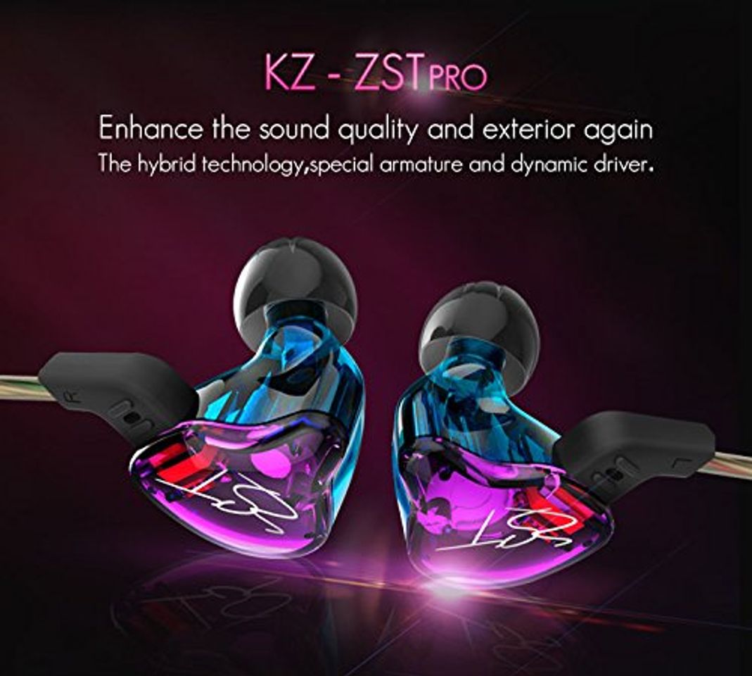 Social Auriculares KZ ZST ergonómicos intrauditivo In-Ear Earphones Montura Dynamic Hybrid Dual Drive