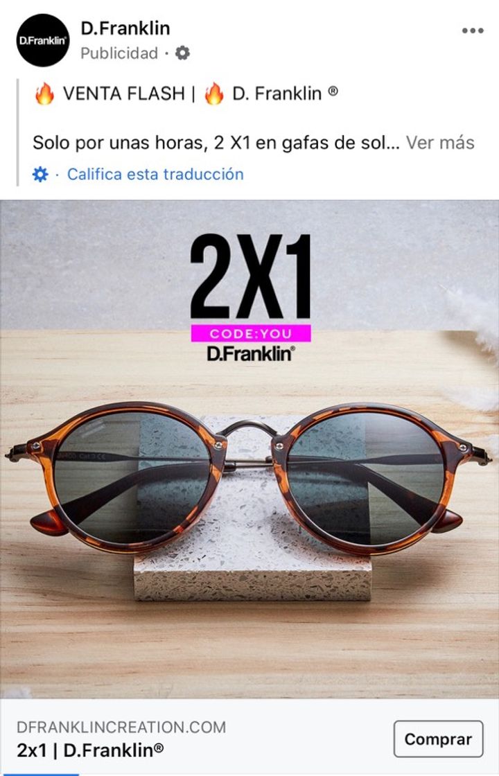 2X1 en gafas D. Franklin con el código YOU