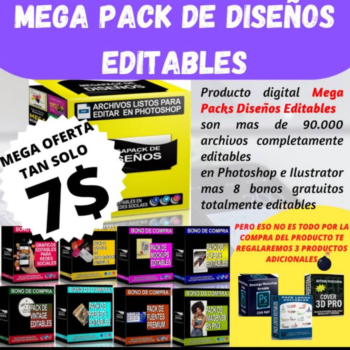 Producto Mega Pack de Diseños Editables Social Media 2020