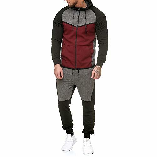 Producto Conjutos para Hombre,RETUROM Hombre Empalme Cremallera Sudadera Pantalones Superiores Establece Traje Deportivo