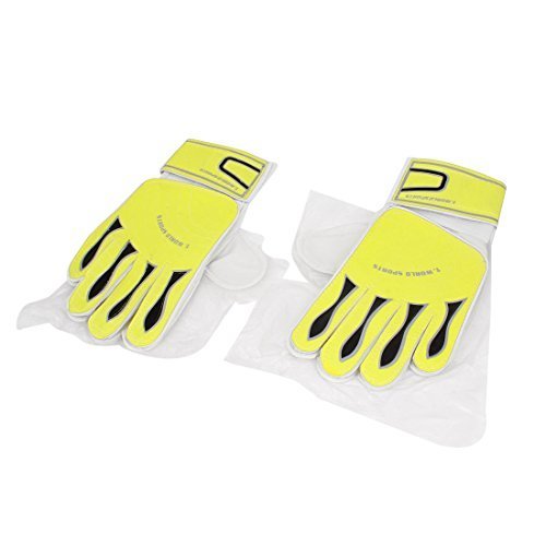 Lugar DealMux Sports Gancho Loop fecho Completa Luvas de Dedo Goleiro Par amarelas