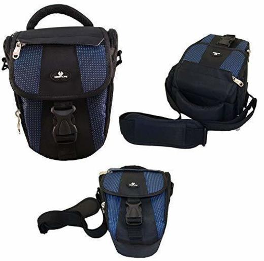 Case4Life Negro/Azul Funda Bolsa para cámaras réflex para Nikon SLR D Serie